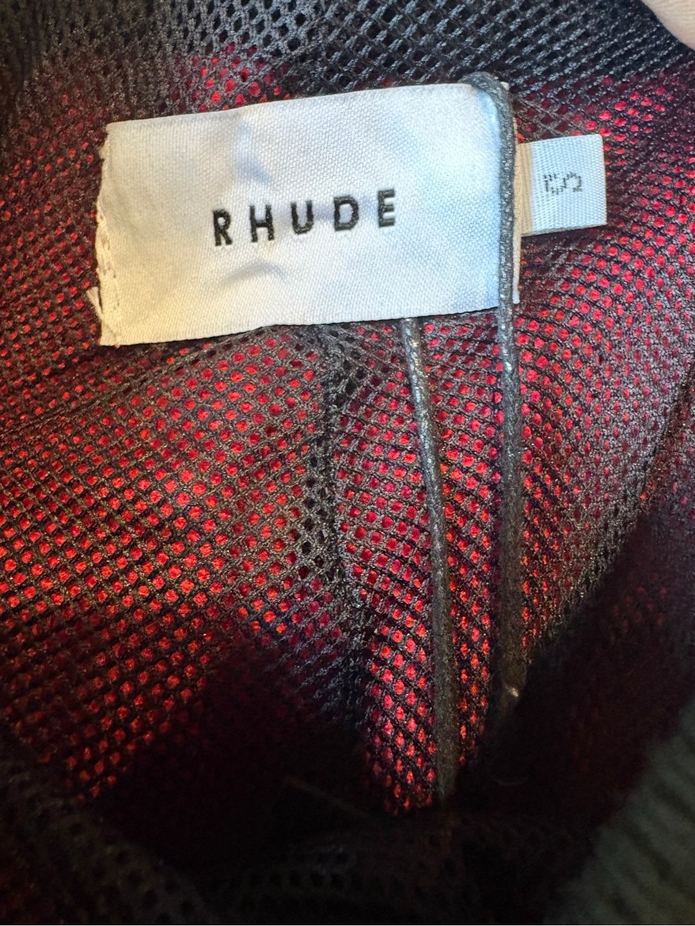 Rhude Red Athletic Mesh Shorts with Black & White Trim - Picture 7 of 9